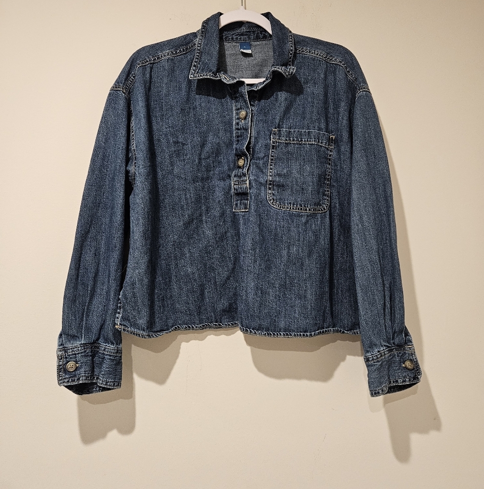 Old Navy Dark Blue Denim Pullover Shirt